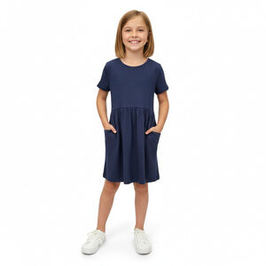 Hanna Andersson Girls Navy Blue Pocket Dress Size 8